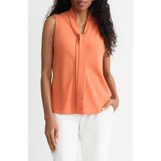 Kasper Sleeveless Tie Front Top in Mandarin at Nordstrom, Size X-Large P