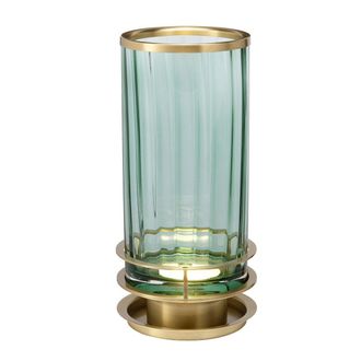 Netlighting Arno Table Lamp Metalwork Aged Brass Green Glass in Yellow