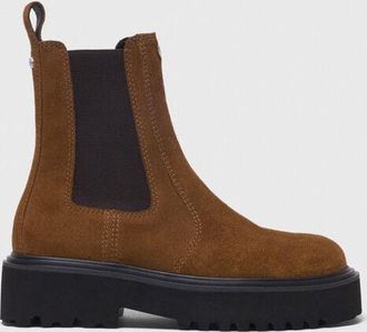 Maje Suede Chelsea Boots - Tabacco - Maje