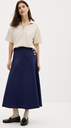 Contemporaine Womens Crest buttons flared midi skirt