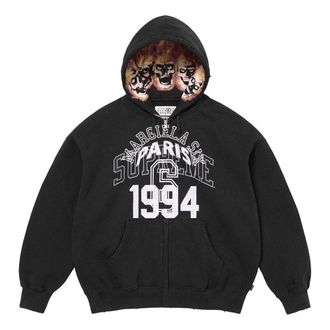 SUPREME x MM6 Maison Margiela Zip Up Hooded Sweatshirt Black White SUP-SS24-113