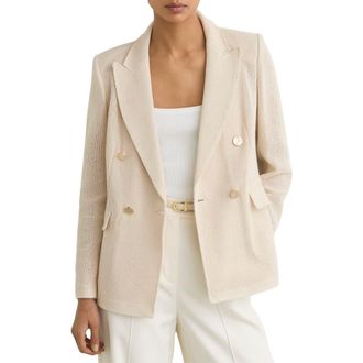 Reiss Fiore Open Stitch Cotton Blend Blazer in Cream at Nordstrom, Size 10 Us