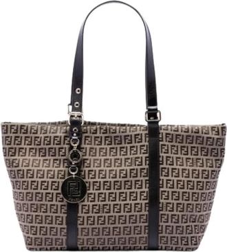 Fendi Pre-owned Canvas Tote Bag - Dames - Vintage Shopper - Bruin - ONE Size - Leer - Vintage