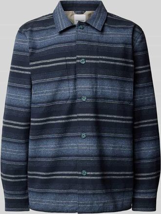 Lindbergh Lindbergh Relaxed Fit Hemdjacke mit aufgesetzten Brusttaschen in Dunkelblau, Gr&ouml;&szlig;e XXL