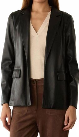 Skies Are Blue Clothing Faux Leather Open Blazer In Black