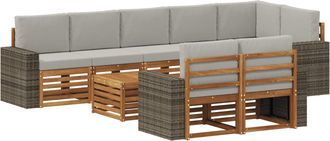 vidaXL Conjunto De Sof&aacute;s De Exterior 9 Uds. Natural Y Gris Claro Vidaxl