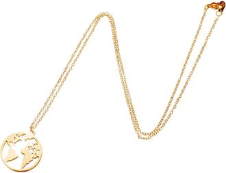 Generic World Map Necklace Earth Travel Gifts For Women Man Design Sense Jewelry Pendent Necklaces (Gold, One Size)