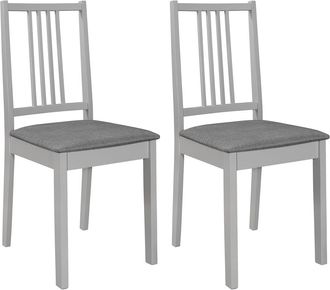 vidaXL Vidaxl - Sillas De Comedor Con Cojines De Madera Maciza Gris 2 Unidades