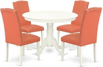 East West Furniture Dining Room Set Linen White, HLEN5-LWH-78