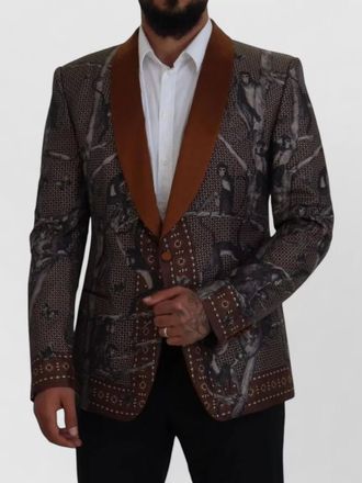 Dolce & Gabbana silk monkey print slim-fit blazer