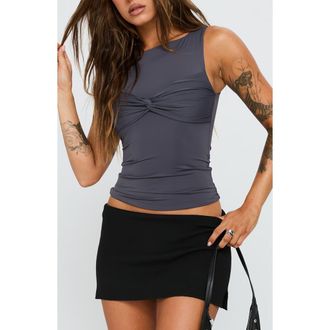 Princess Polly Azaire Twist Front Sleeveless Crop Top in Slate at Nordstrom, Size 0