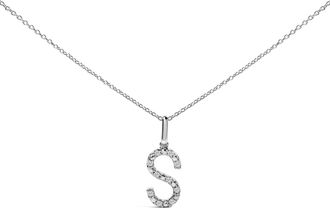 House of Brilliance Sterling Silver Diamond Accent C Initial Pendant Necklace