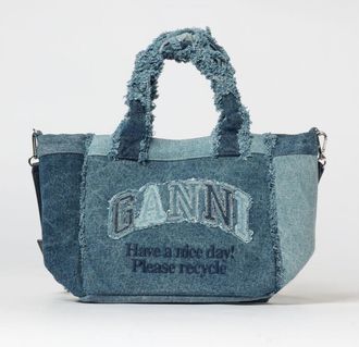 Ganni Borsa in denim di cotone riciclato con logo ricamato
