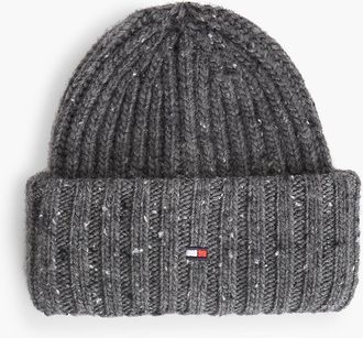 Tommy Hilfiger Mens Donegal Wool-Blend Beanie - Medium Grey Heather
