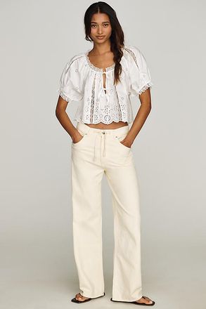 LE JEAN Luna High-Rise Drawstring Relaxed Wide-Leg Jeans