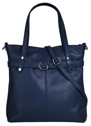 Cluty Shopper CLUTY, Damen, Gr. B/H/T: 30cm x 31cm x 11cm onesize, blau, Leder, leicht gl&auml;nzend, unifarben, Taschen Shopper, echt Leder, Made in Italy