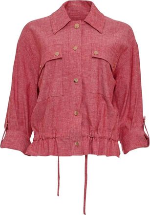 ZiZo Toettie Jacket - Dames - Overhemden - Rood - 2XL - Linnen - Overhemden