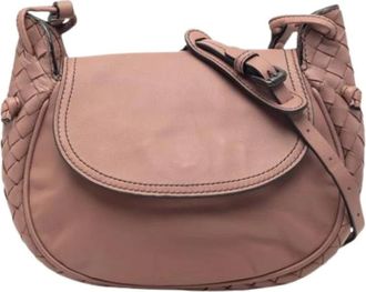 Bottega Veneta Pre-owned Vintage Woven Leather Crossbody Bag - Dames - Pre-owned - Roze - Maat: ONE Size Leer