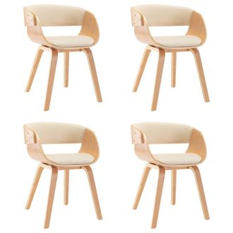 vidaXL Sedie Da Pranzo 4 Pz In Legno Curvato E Similpelle Crema Vidaxl