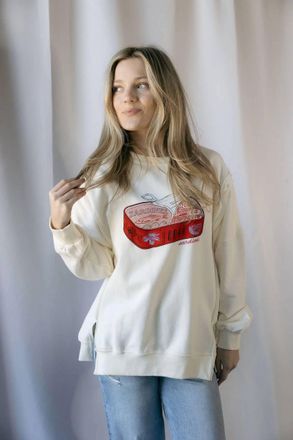 Blu Pepper Sardines Graphic Sweatshirt In White