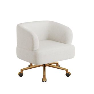 Urban Meuble Elegante sill&oacute;n giratorio en chenilla beige con ruedas