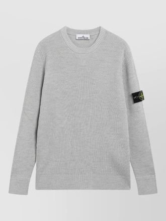 Stone Island crew neck long sleeve ribbed knit sweater