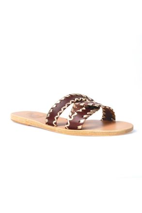 Ancient Greek Sandals Womens Desmos Stitch Slide Sandals In Chestnut