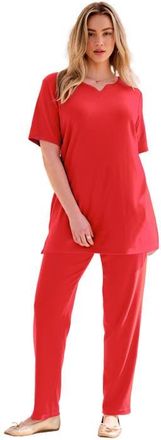Roaman's Plus Size Soft Knit Tunic With Notch Neckline in Vivid Red at Nordstrom, Size 6X
