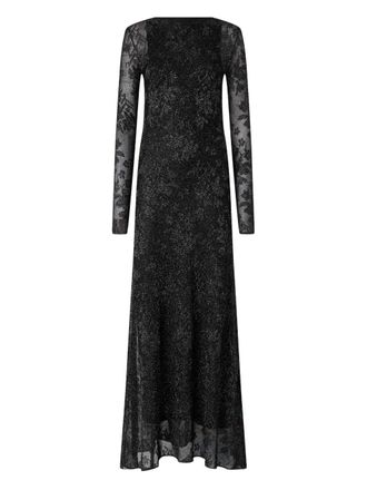 Pinko openwork long-sleeve dress - Black