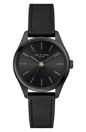 Rag & Bone Dean Leather Strap Watch, 38mm in Black at Nordstrom