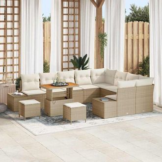vidaXL Conjunto De Sof&aacute; De Jard&iacute;n 12 Pcs Beige Polirat&aacute;n Vidaxl