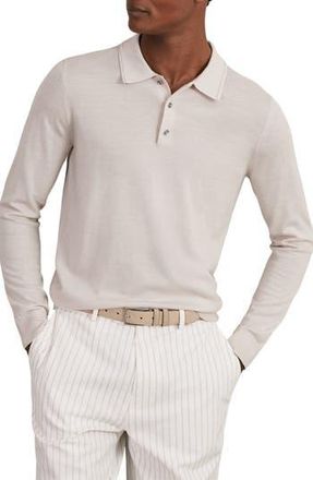 Reiss Trafford Long Sleeve Wool Polo Sweater in Beige at Nordstrom Rack, Size Xx-Large