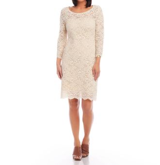 Karen Kane Scoop Neck Lace Dress In Ecru