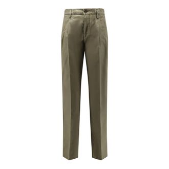 Aspesi Straight Trousers, female, Green, Size: 2XS Pleated Cotton Trousers