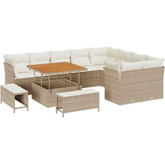 vidaXL Conjunto De Sof&aacute; De Jard&iacute;n Con Coj&iacute;n 12 Pcs Beige Y Crema Vidaxl