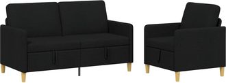 vidaXL Juego De Sof&aacute;s Con Almacenamiento 2 Uds. Negro Poli&eacute;ster Vidaxl