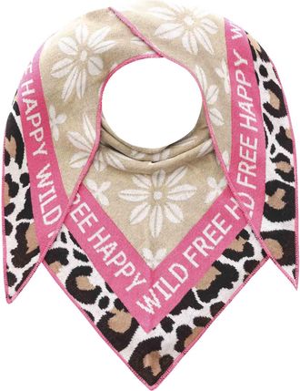 Zwillingsherz Dreieckstuch ZWILLINGSHERZ Blumen & Leo, Damen, pink (beige pink), Strick, Baumwollmischung, gemustert, mehrfarbig, Modet&uuml;cher Dreieckstuch, Eyecatche