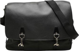 Louis Vuitton Black Taiga Leather Delsu Messenger Bag (Authentic Pre-Loved)