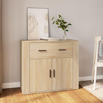 Berkfield Home Sideboard Sonoma Oak 80x33x70 cm Engineered Wood in Beige | Size: 80 x 33 x 70 cm