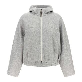 Brunello Cucinelli Zip-through Hoodie - female - Brunello Cucinelli - Zip-throughs - Gray - S - Sweatshirts & Hoodies