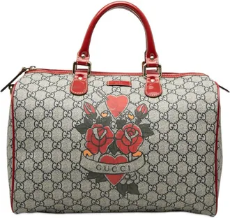Gucci Pre-owned Gucci Medium GG Supreme Joy Tattoo Heart Boston Bag Ladies GW0MYC1OXNWSK7JK