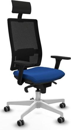 Piqueras y Crespo Piqueras Y Crespo - Horna sincro malla negra similpiel azul brazos 3D base blanca cabecero fijo ruedas 65mm engomadas