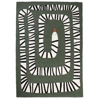 Beliani Beliani - Alfombra De Lana Rectangular Con Motivo De Serpiente En Color Verde 160 X 230 Cm Okapi