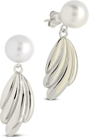 Sterling Forever Rhodium Plated 9Mm Pearl Cherie Drop Studs