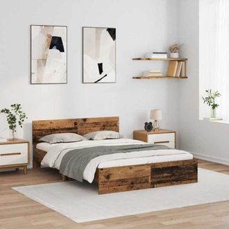 vidaXL Bed Frame with Headboard Old Wood 140 x 200 cm Engineered Wood vidaXL