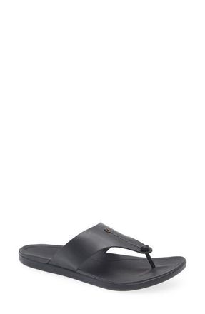 Olukai Hoopio Mele Flip Flop in Black /Black at Nordstrom, Size 11