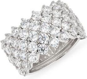 Nordstrom Cubic Zirconia Grid Ring in Clear- Silver at Nordstrom, Size 9