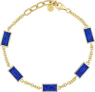 Jan Leslie Five Station Dash Rectangle Bracelet In Sterling With 18K Gold Overlay in Blue at Nordstrom