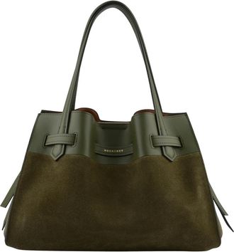 Pourchet Blossom Daim - Dames - Schoudertassen - Groen - ONE Size - Leer - Tassen