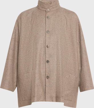 Eskandar Wide Longer-Back Double Stand Collar Jacket (Long Length)